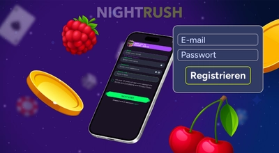 Smartphone mit Registrierungsformular einer Casino Seite.