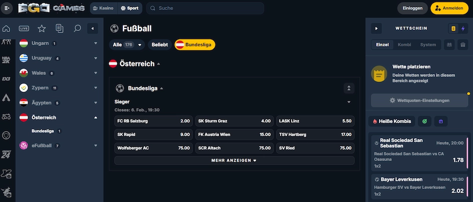 EgoGames Online Casino Sportwetten und Live Wetten