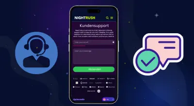 Smartphone-Bildschirm mit dem Kontaktformular eines Casinos für den Kundensupport.