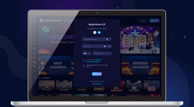 Laptop zeigt Nightrush Casino mit Titel Casino Erfahrungen und einer Topliste der Online-Casinos.
