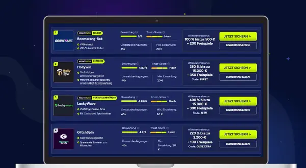 Von Nightrush geprüfte, vertrauenswürdige Online Casinos