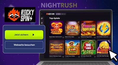 Rockyspin Casino Startseite und Spielautomaten