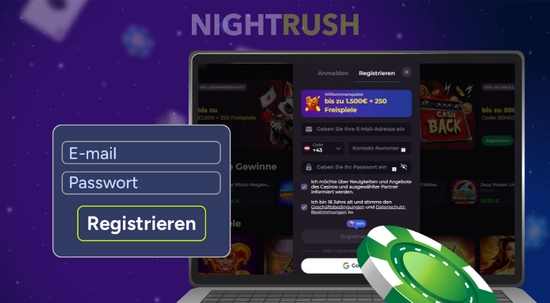 Anmeldeformular bei Rockyspin Casino