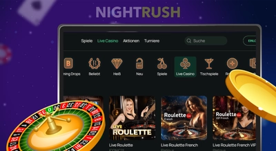 Ritzo-Spielangebot mit Spielautomaten, Kartenspielen, Roulette und Live-Dealer-Optionen.