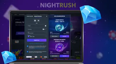 Jet Casino Webseite mit Registrierungsformular