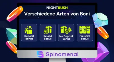 Beliebte Casino Boni wie Willkommensbonus, Freispiele, Cashback und Reload Bonus
