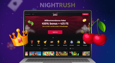 Alt text: Jettbet Casino Startseite mit Willkommensbonus