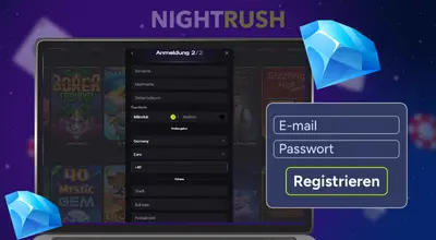 Homepage von Madcasino mit Registrierungsformular