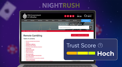 Ein Laptop-Bildschirm mit der Seite Remote Gambling der Regierung von Gibraltar.