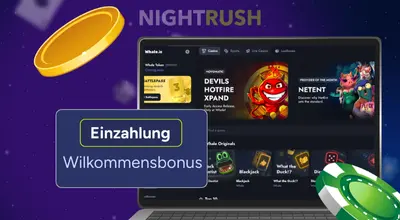 Einzahlung und Willkommensbonus auf der Whale.io Webseite