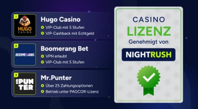 Von Nightrush empfohlene Prospect Gaming Online Casinos