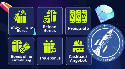 Beliebte Casino Boni wie Willkommensbonus, Freispiele, Cashback und Reload Bonus