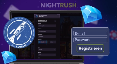 Startseite des Casinos und mit Registrieren-Formular