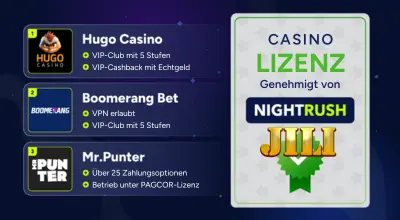 Casino Lizenz für Online Casinos genehmigt von Nightrush
