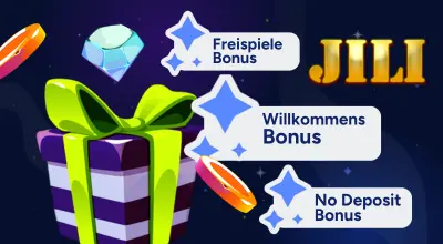 Verschiedene Casino Boni, darunter Willkommensbonus, Reload-Bonus, No Deposit Bonus und Freispiele.