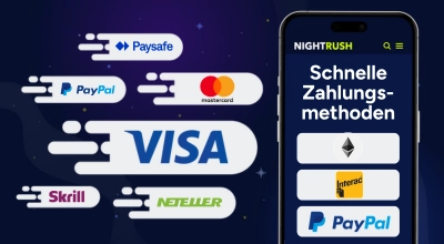 Schnelle Zahlungsmethoden wie Visa, Mastercard, Skrill, Neteller und PayPal