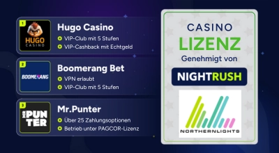 Casino Lizenz genehmigt von Nightrush
