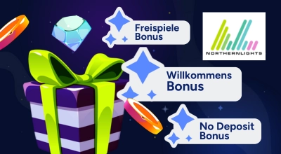 Verschiedene Casino Boni, darunter Willkommensbonus, Reload-Bonus, No Deposit Bonus und Freispiele.