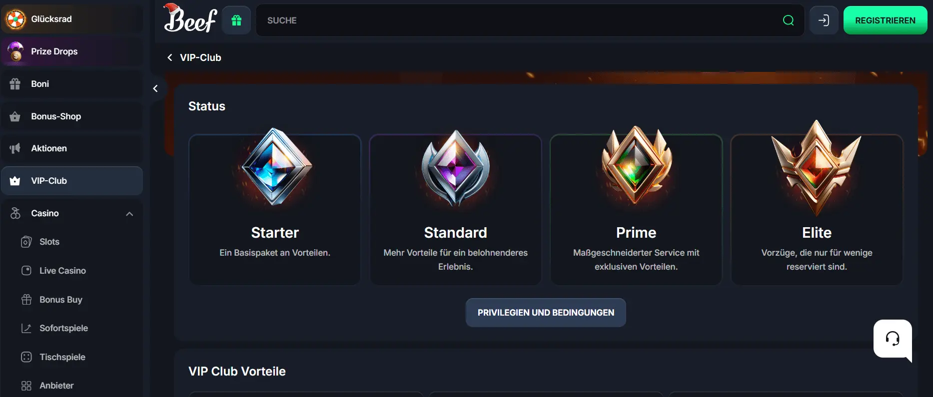 Beef Casino Willkommensbonus VIP Club