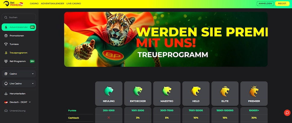 BetPRIMEIRO Casino Treue und VIP Programm