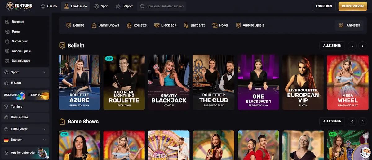 Fortune Play Live Casino Seite