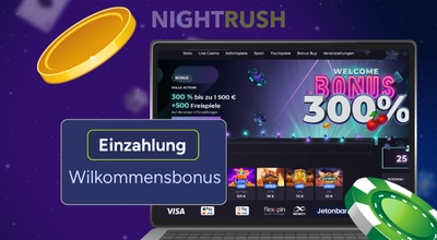 Izzy Casino Willkommensbonus und Einzahlung.