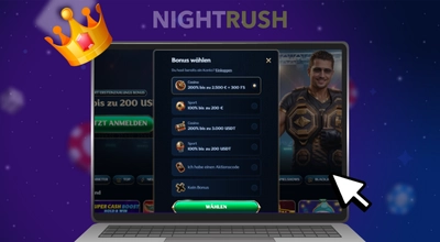 Willkommensbonus bei der Registrierung im Millioner Casino auswählen