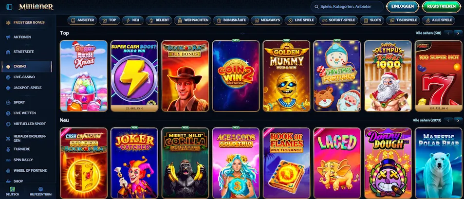 Millioner Casino Spiele mit Top Spielautomaten.
