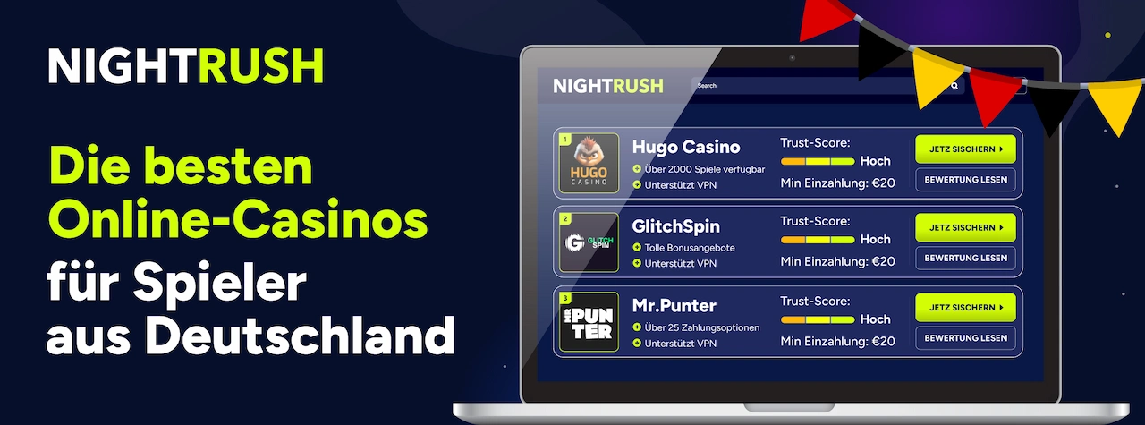 Die besten Online-Casinos für Spieler aus Deutschland: Laptop zeigt Top Online-Casinos für deutsche Spieler.