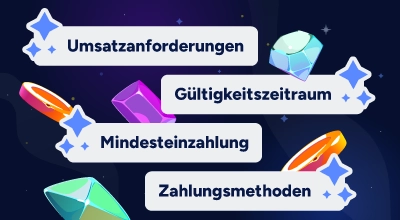 Bonusbedingungen mit Einzahlungs- und Umsatzregeln.