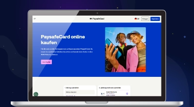 PaysafeCard-Webseite zum Online-Kauf angezeigt.