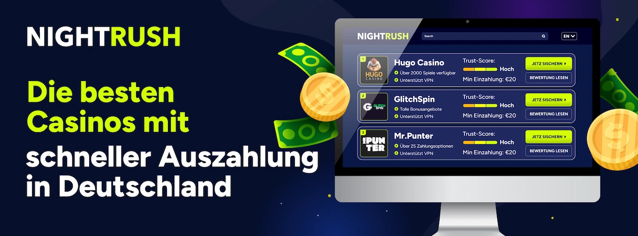 Casinos mit schneller Auszahlung in Deutschland.