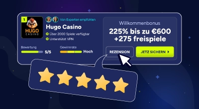 Casino-Bewertung mit fünf Sternen.