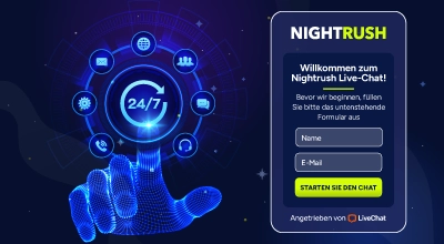 24/7 Live-Chat-Support mit Formular.