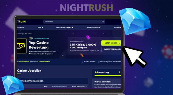 Registrierungsseite für das Yep Casino bei Nightrush