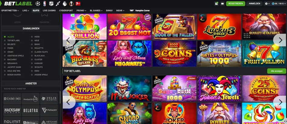 BetLabel Casino Spielautomaten