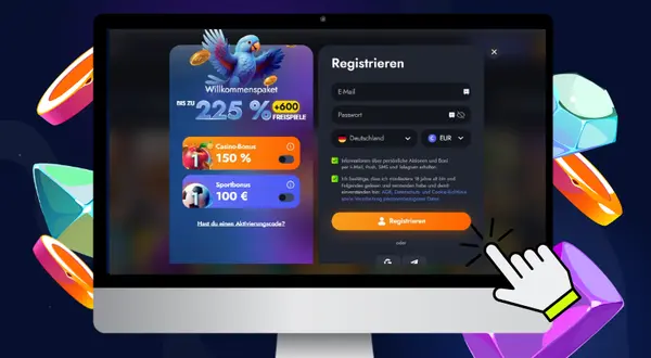 Martin Casino Webseite mit Registrierungsformular