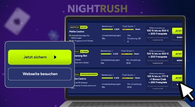 Ein Laptop-Bildschirm zeigt eine Liste von Casinos