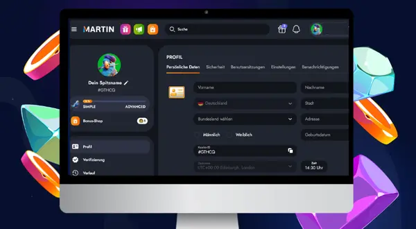 Persönliches Profil bei Martin Casino vervollständigen