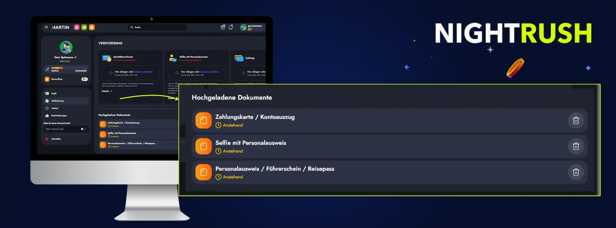 Martin Casino Verifizierungsprozess und hochgeladene Dokumente