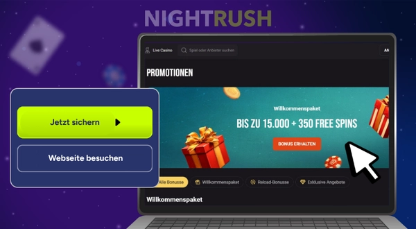 Auf dem Laptop ist die Startseite von HollyWin Casino zu sehen.