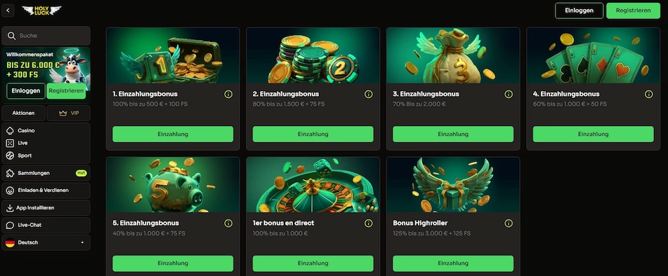 Holyluck Casino Boni und Aktionen