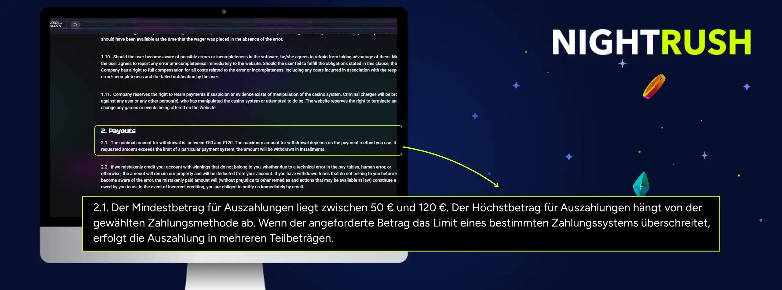 Needforslots Casino Auszahlungsbedingungen Punkt 2.1