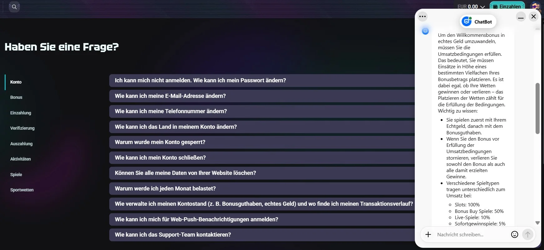 Needforslots Casino Live Chat mit Frage zu den Umsatzbedingungen für den Willkommensbonus