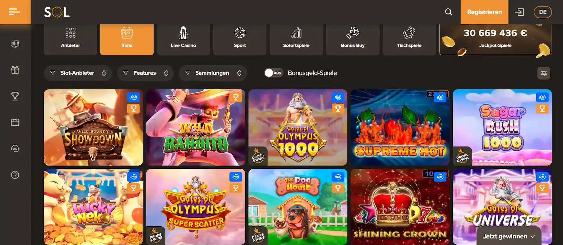 SOL Casino Spielautomaten