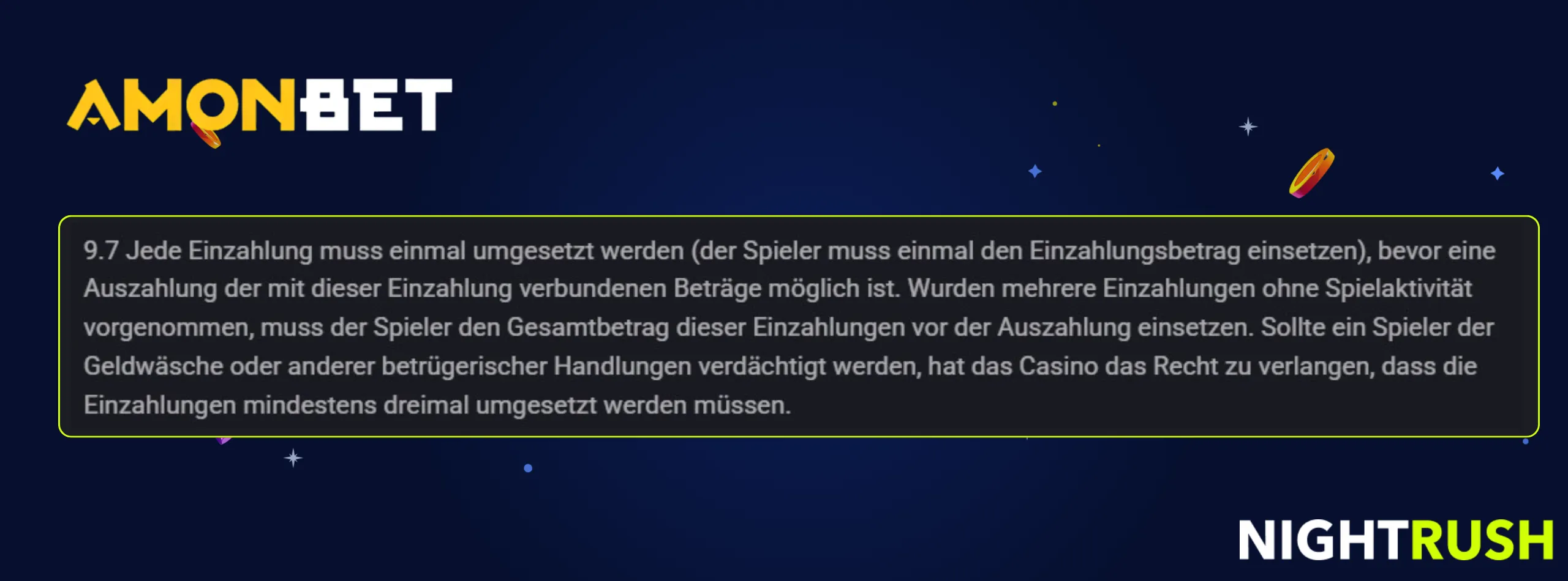 Amonbet Casino Auszahlungsregel
