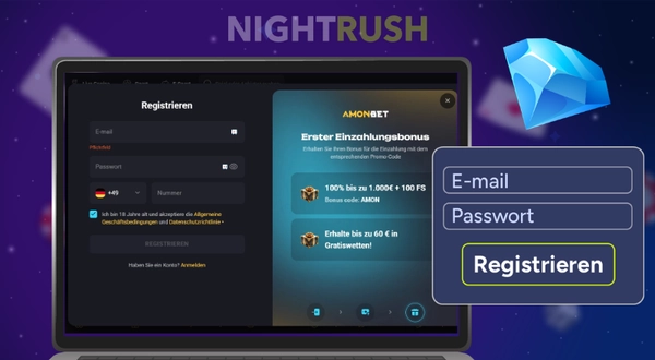 Amonbet Casino Registrierungsbildschirm