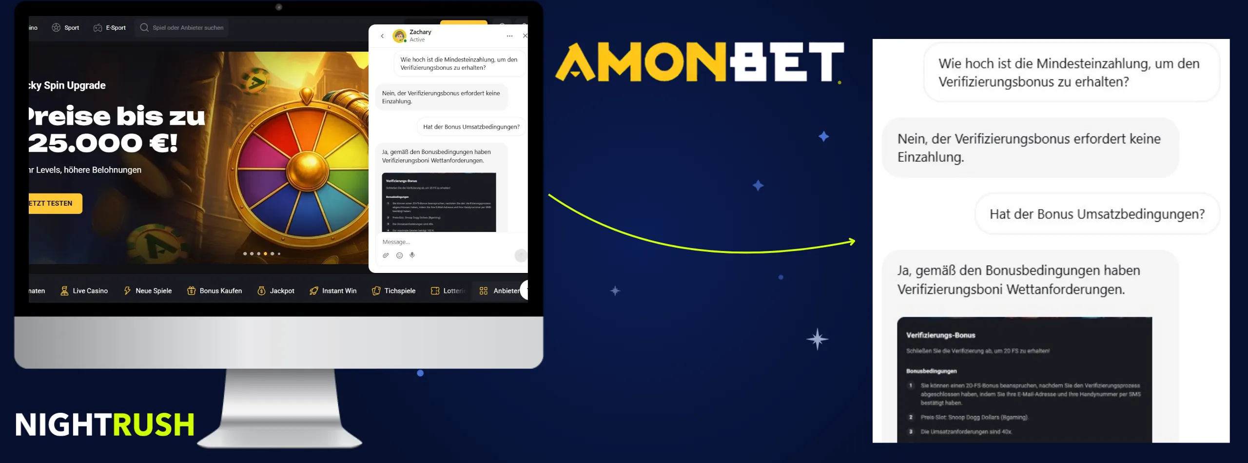 Amonbet Casino Live-Chat Gespräch