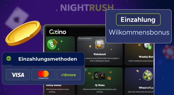 Qzino Casino Einzahlung und Willkommenbonus