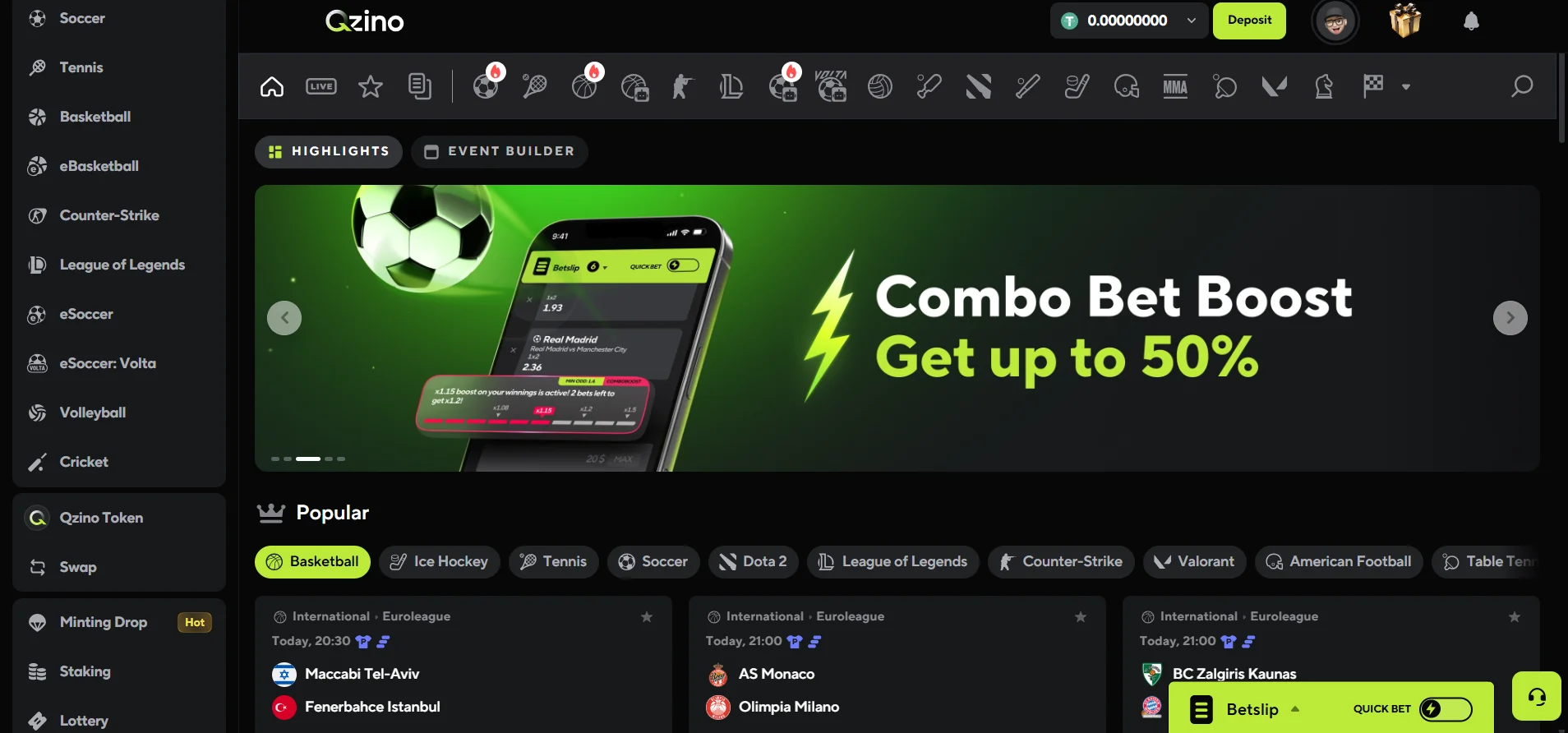 Qzino Casino Sportwetten und Live Wetten